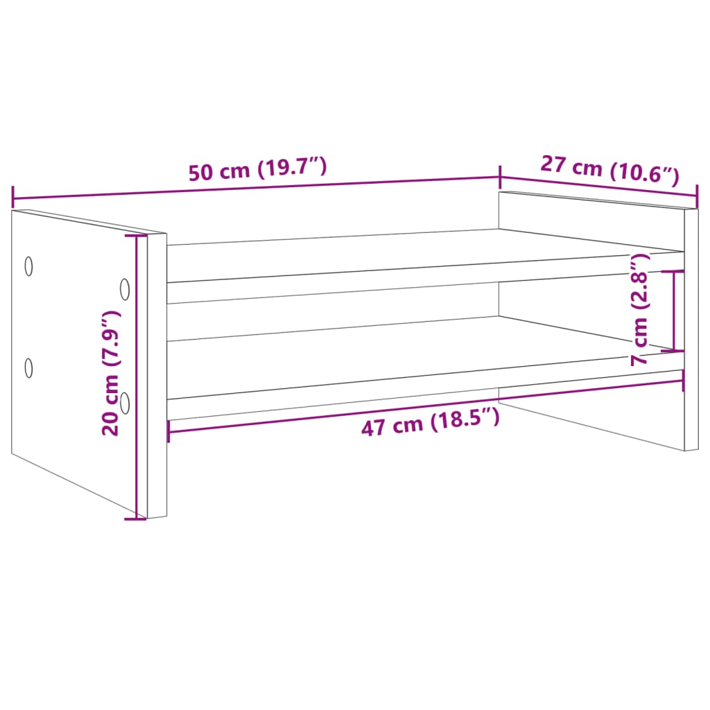skærmholder 50x27x20 cm konstrueret træ gammelt træ - Flotthjem Danmark