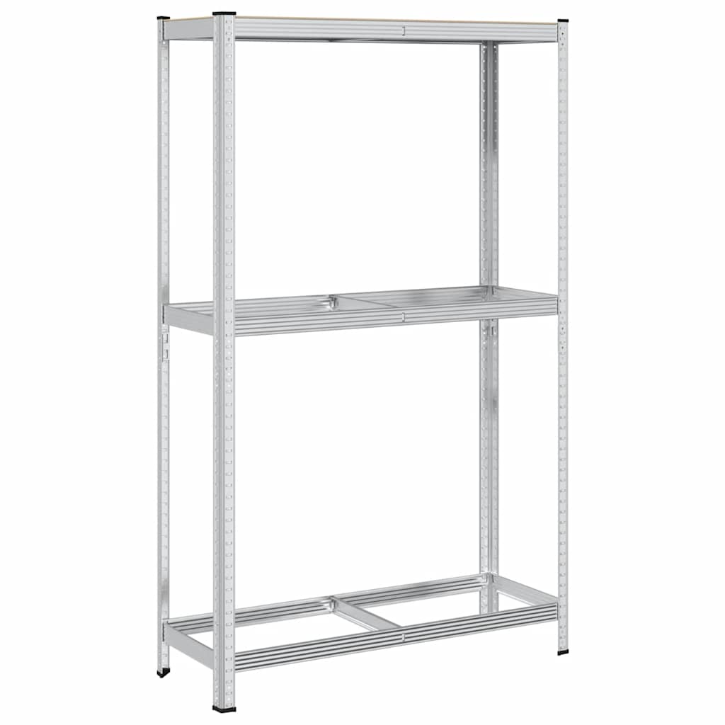 2-lags dækhylde 110x40x180 cm stål konstrueret træ sølvfarvet