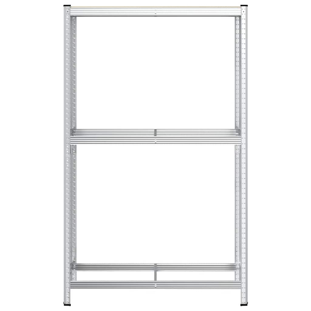2-lags dækhylde 110x40x180 cm stål konstrueret træ sølvfarvet