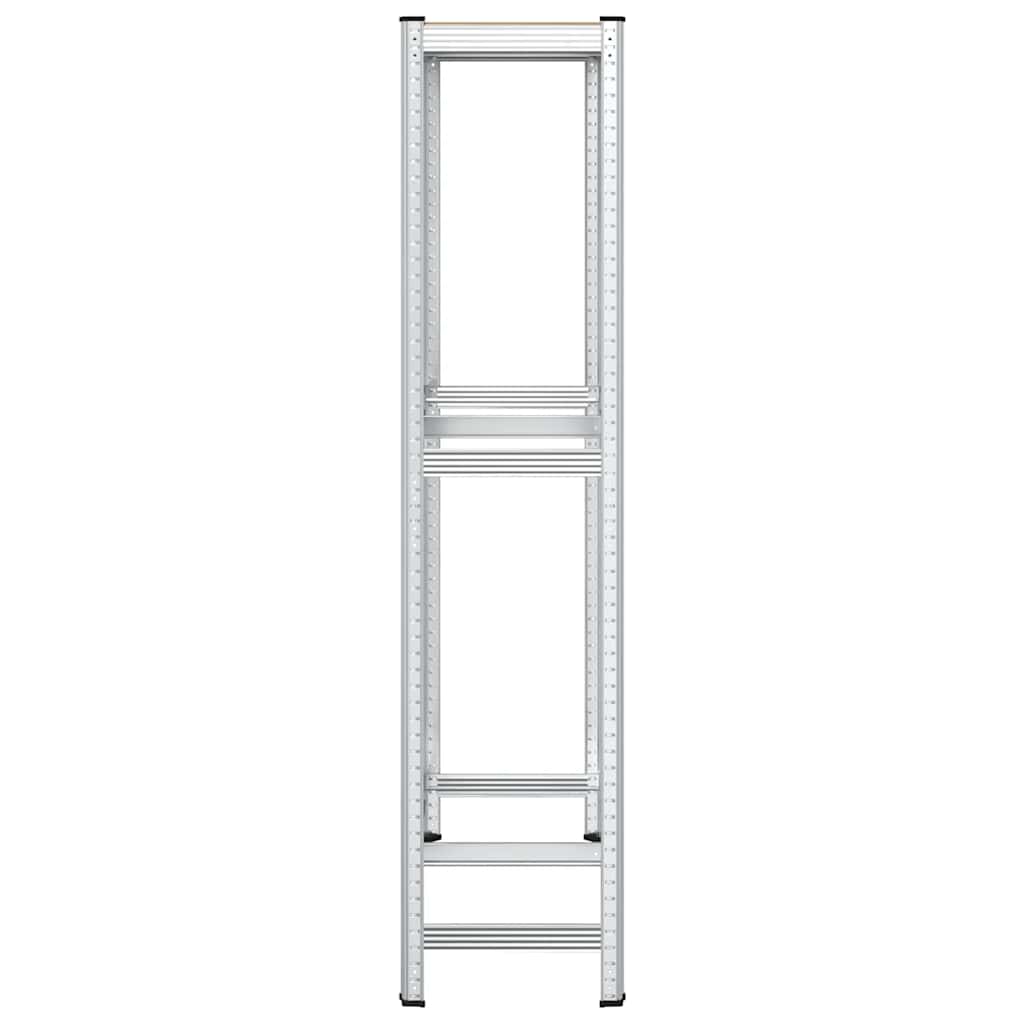 2-lags dækhylde 110x40x180 cm stål konstrueret træ sølvfarvet