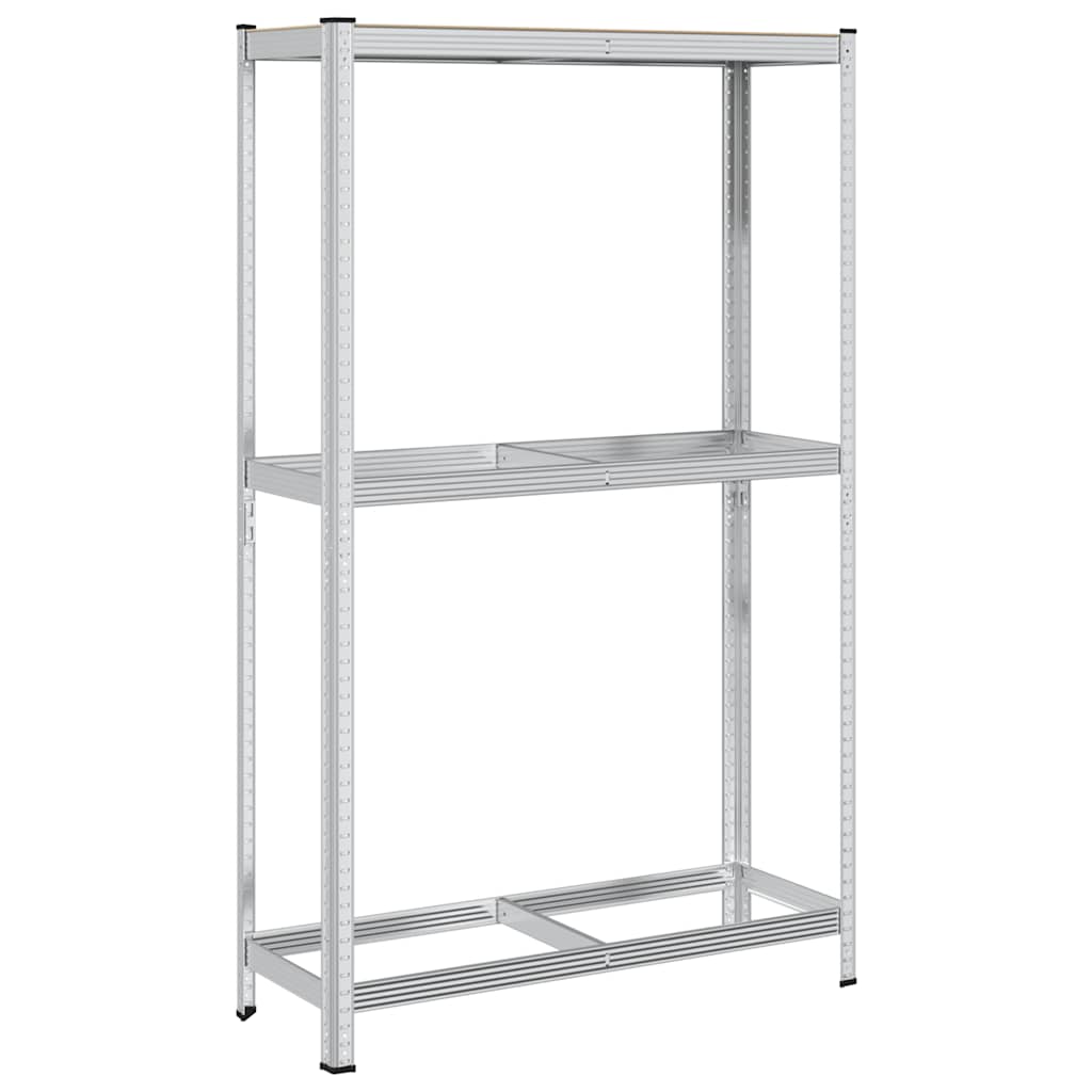 2-lags dækhylde 110x40x180 cm stål konstrueret træ sølvfarvet