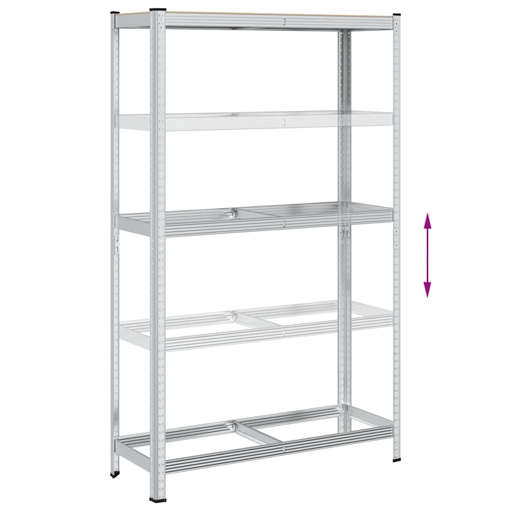 2-lags dækhylde 110x40x180 cm stål konstrueret træ sølvfarvet