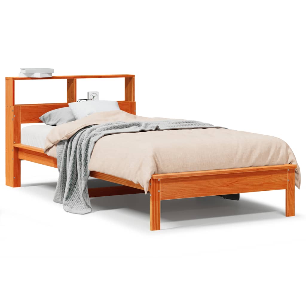 seng med reol uden madras 90x200 cm massivt fyrretræ gyldenbrun