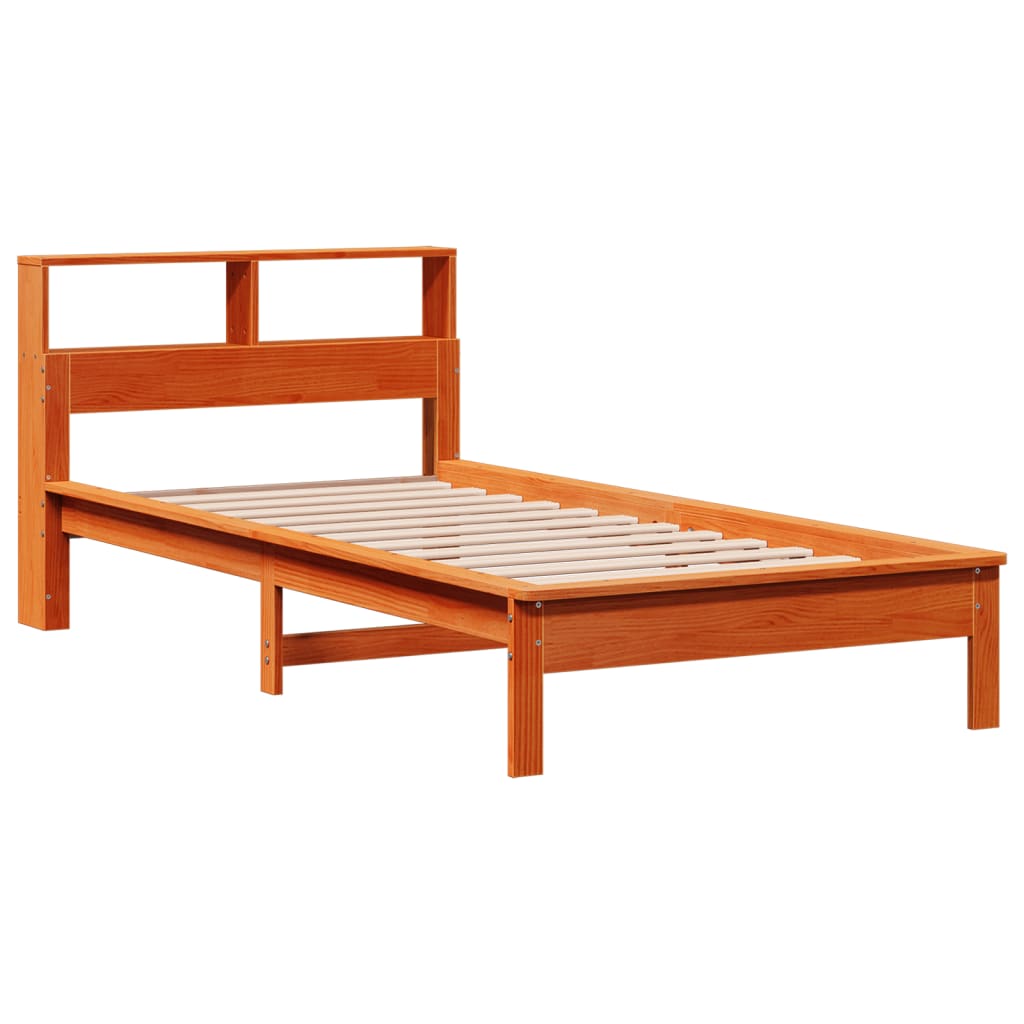 seng med reol uden madras 90x200 cm massivt fyrretræ gyldenbrun