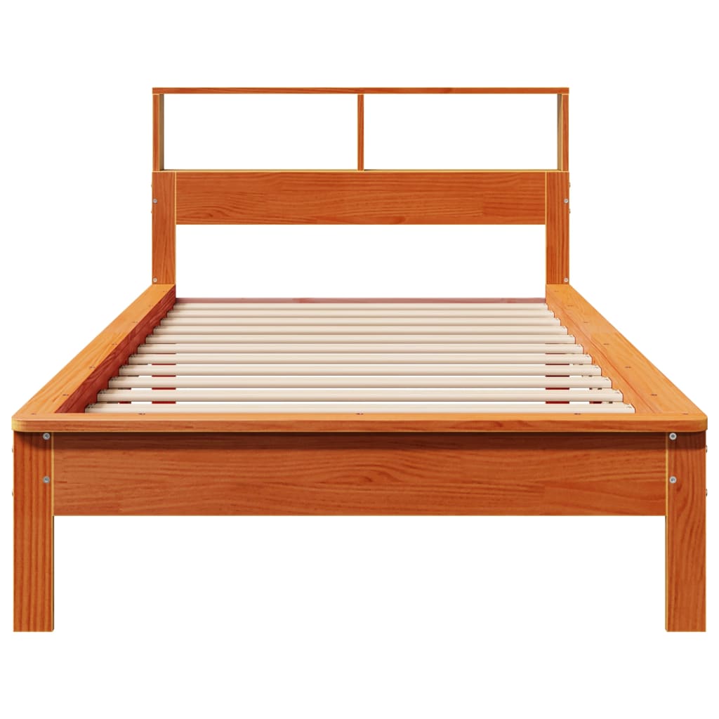 seng med reol uden madras 90x200 cm massivt fyrretræ gyldenbrun