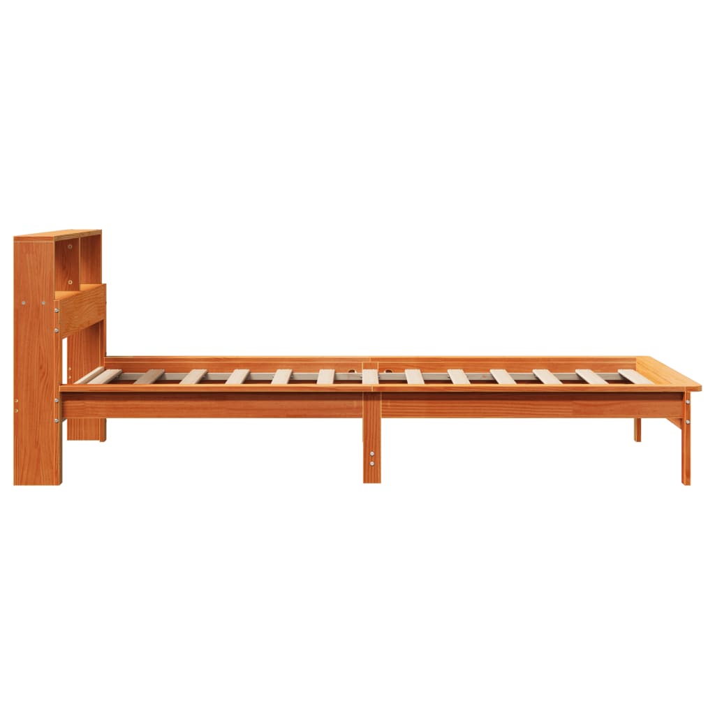 seng med reol uden madras 90x200 cm massivt fyrretræ gyldenbrun