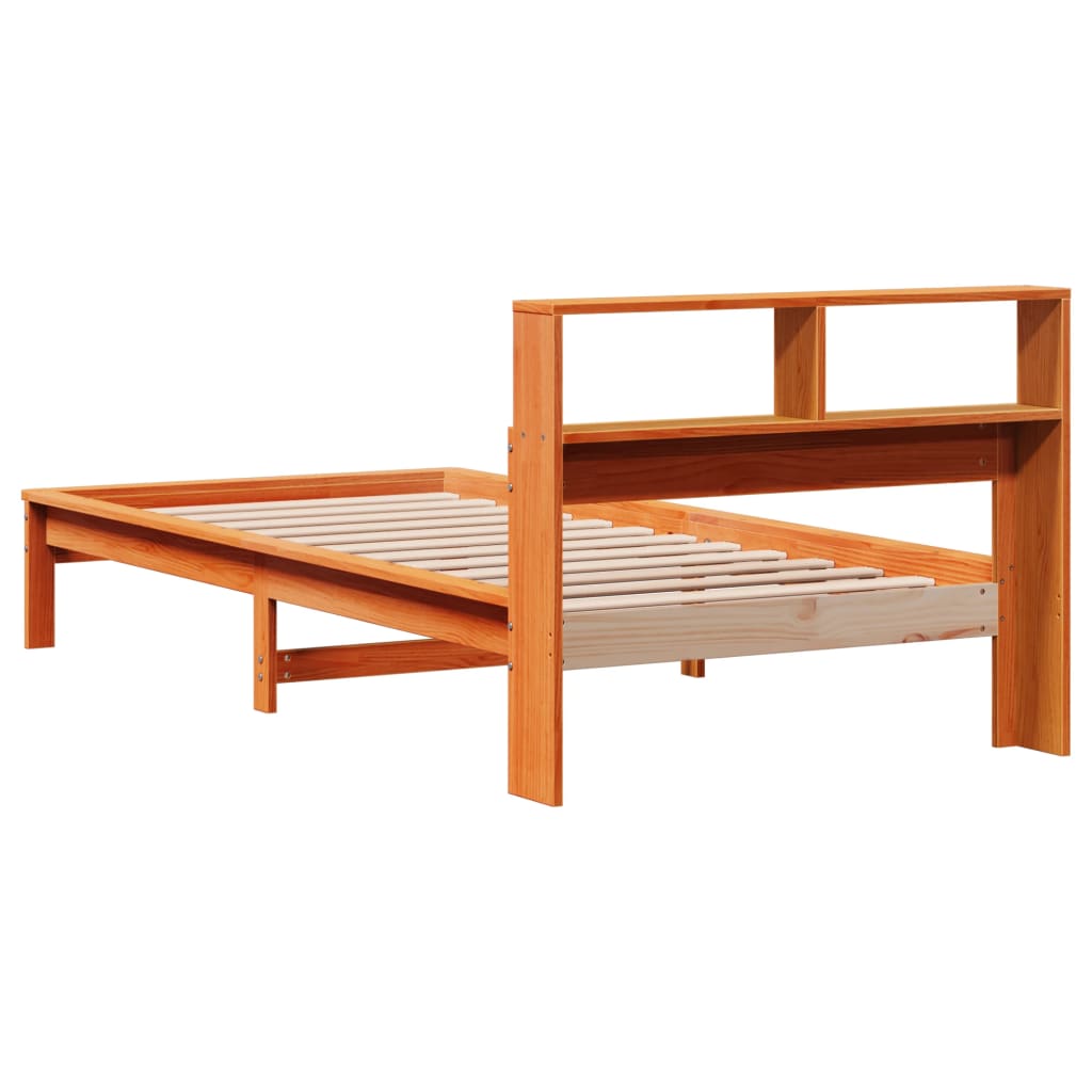 seng med reol uden madras 90x200 cm massivt fyrretræ gyldenbrun