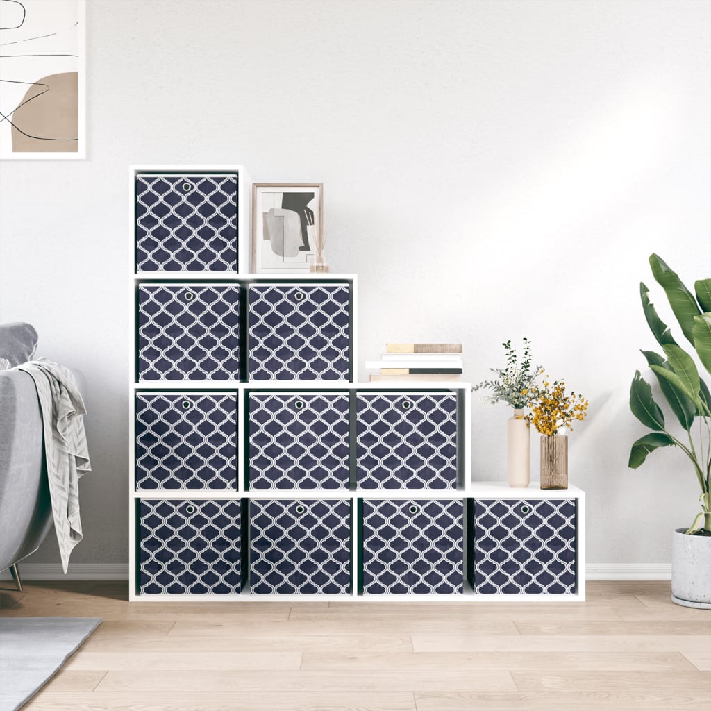 opbevaringskasser 10 stk. 32x32x32 cm foldbare stof blå