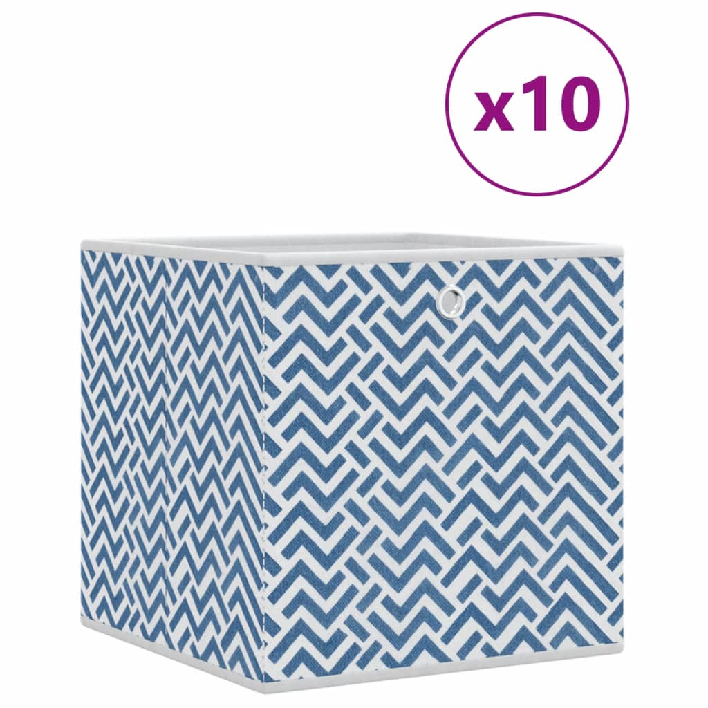 opbevaringskasser 10 stk. 32x32x32 cm foldbare stof blå