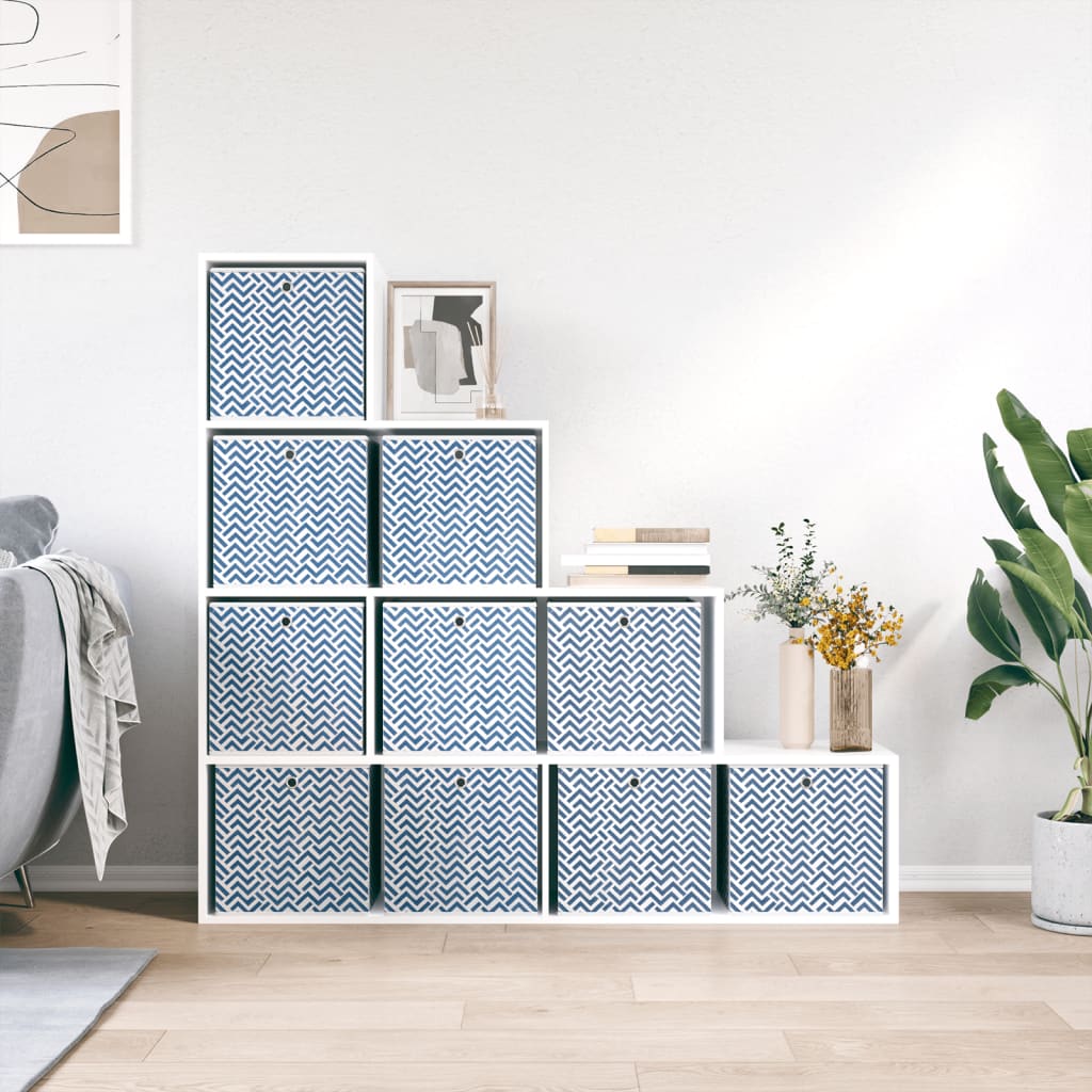 opbevaringskasser 10 stk. 32x32x32 cm foldbare stof blå