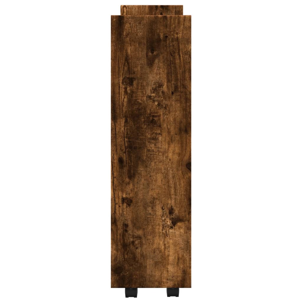 smal opbevaringsvogn 3 hylder konstrueret træ røget egetræ