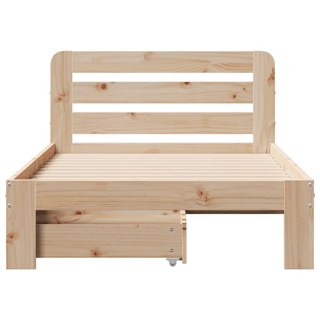 sengeramme uden madras 75x190 cm massivt fyrretræ