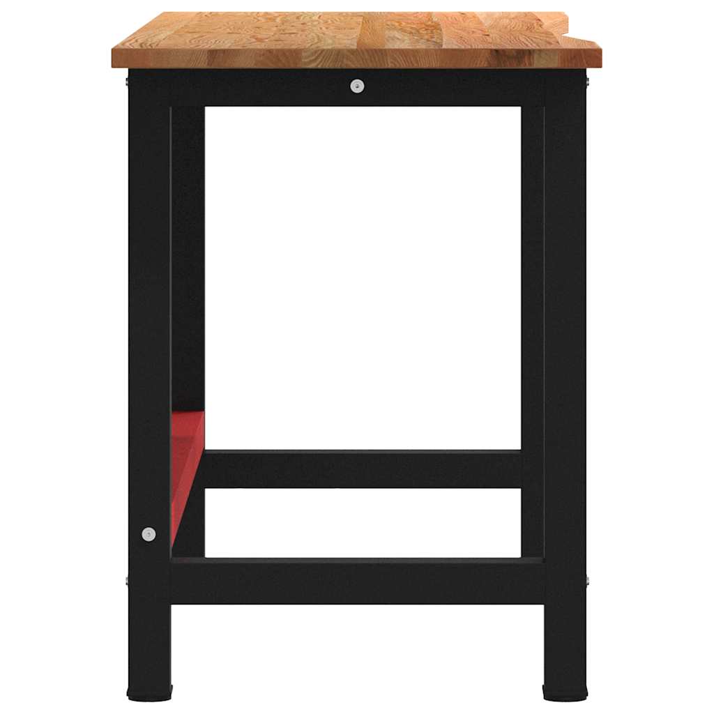 arbejdsbænk 140x60x81,5 cm massivt egetræ rektangulær lysebrun
