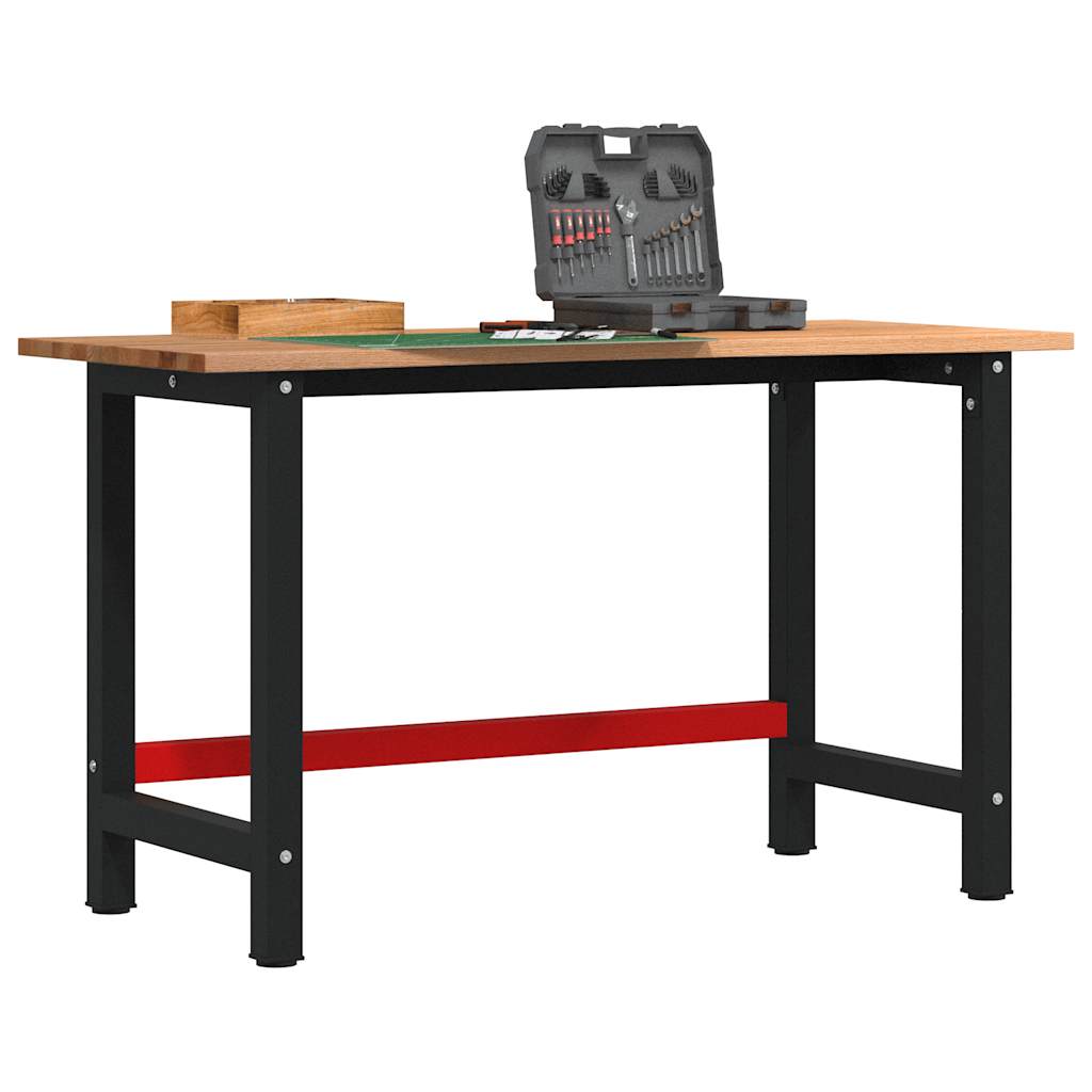 arbejdsbænk 140x60x81,5 cm massivt egetræ rektangulær lysebrun