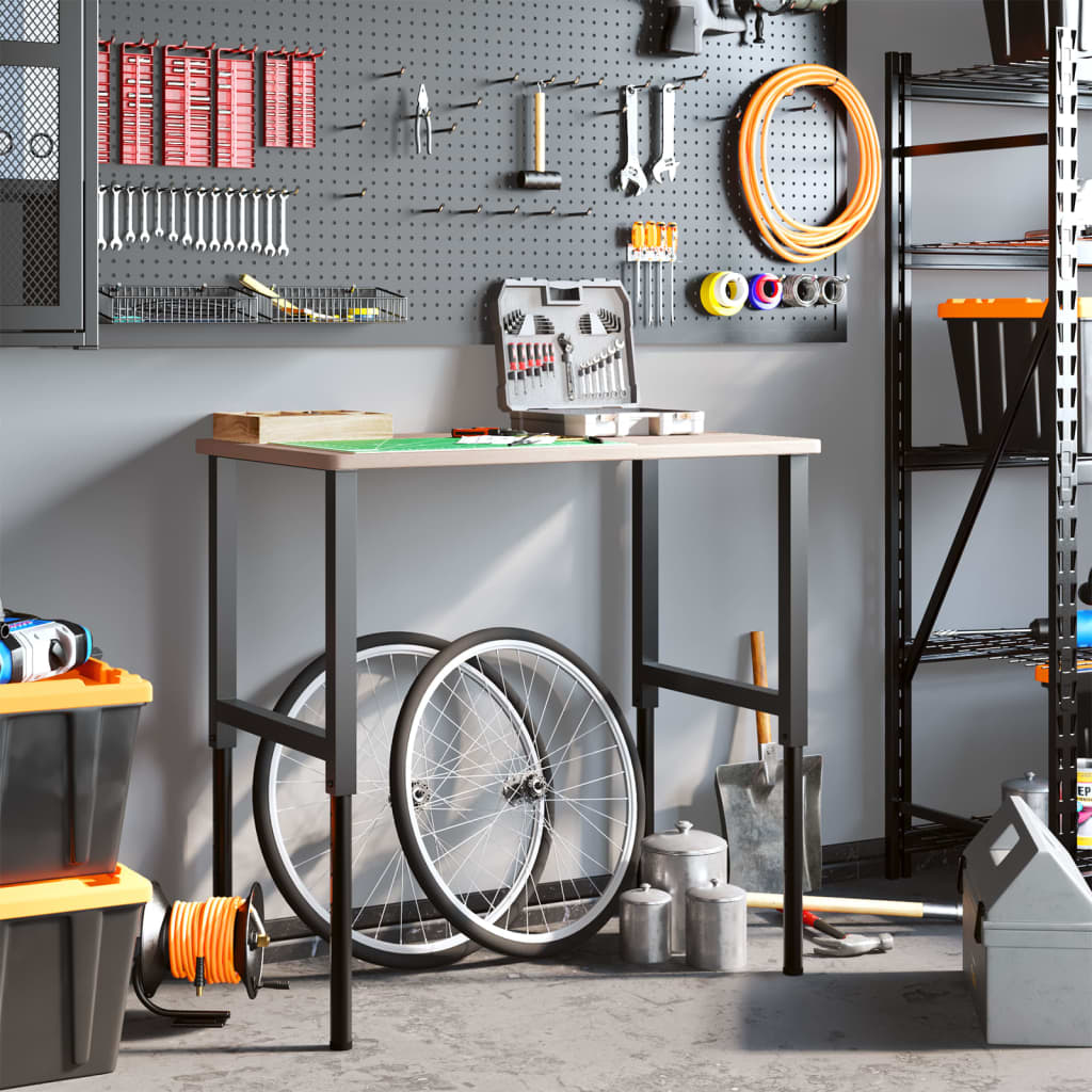 arbejdsbænk 100x60x(71,5-98) cm massivt egetræ rektangulær