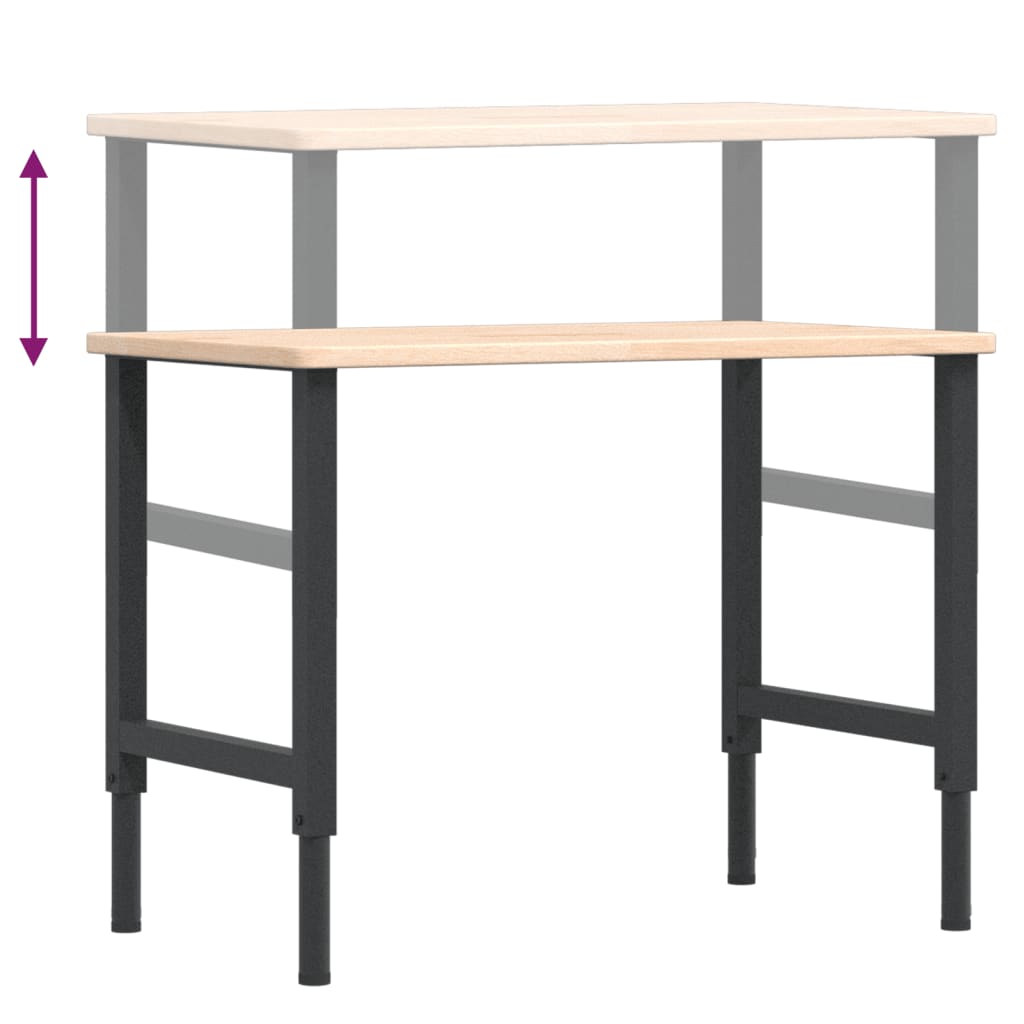 arbejdsbænk 100x60x(71,5-98) cm massivt egetræ rektangulær
