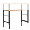 arbejdsbænk 100x60x(71,5-98) cm massivt egetræ rektangulær