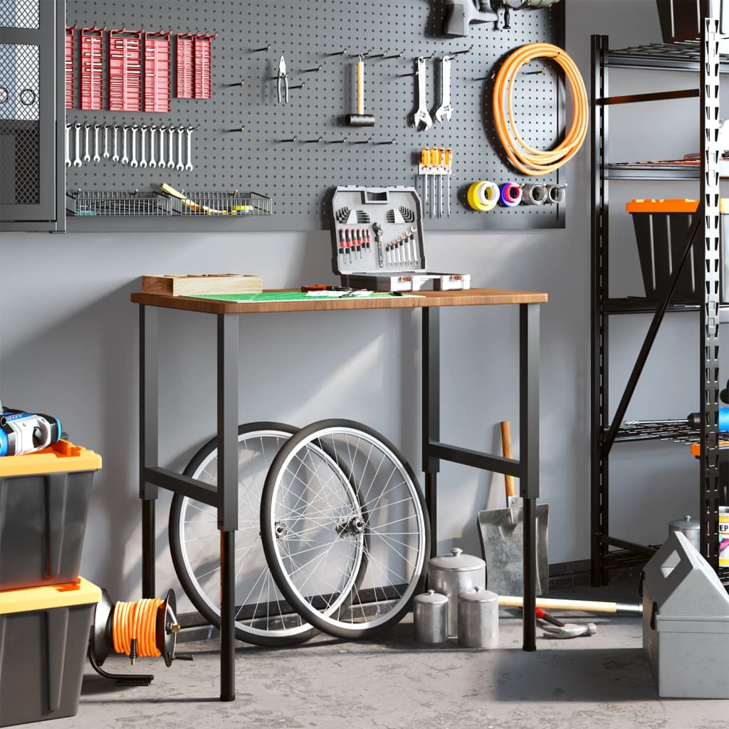arbejdsbænk 100x60x(71,5-98) cm massivt egetræ rektangulær