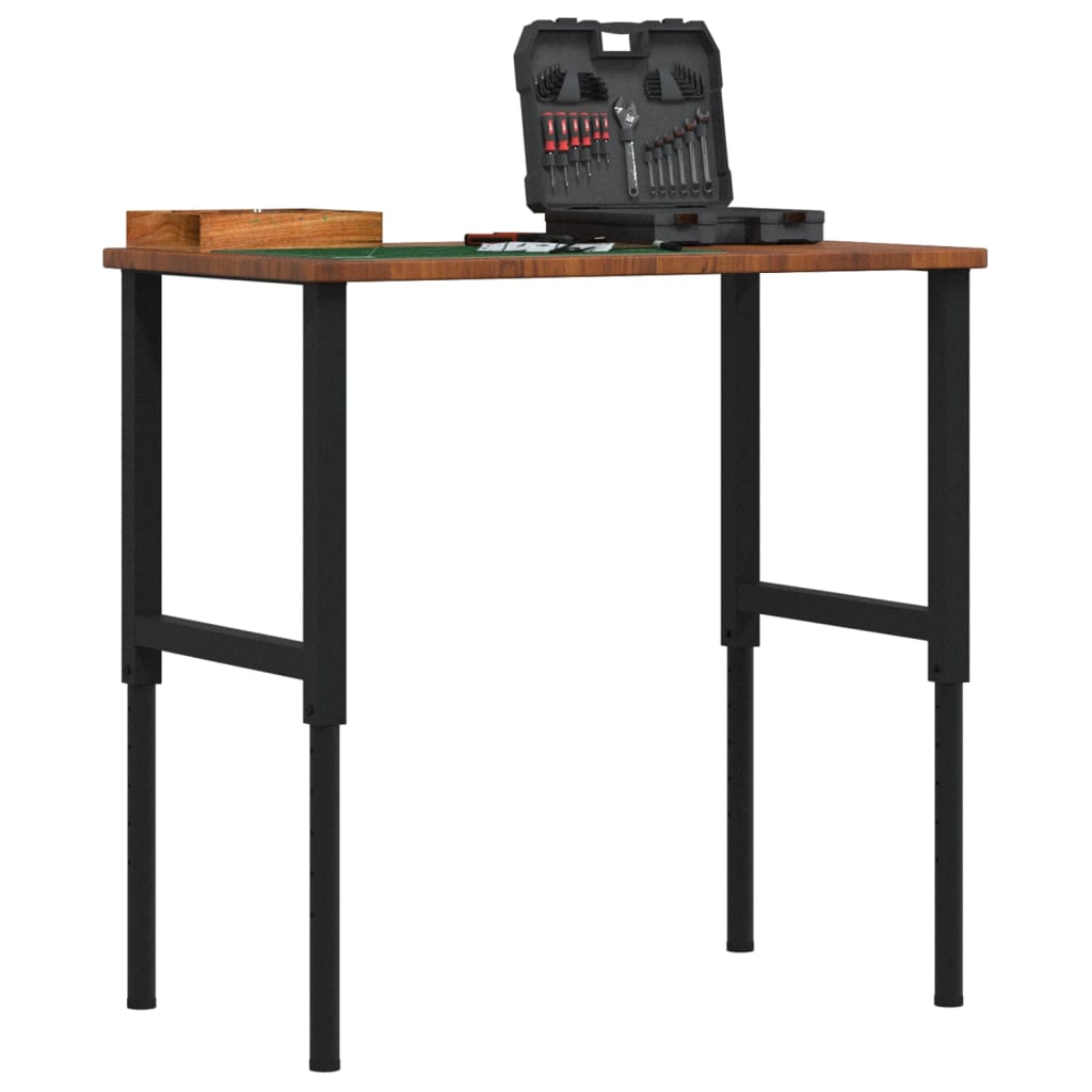 arbejdsbænk 100x60x(71,5-98) cm massivt egetræ rektangulær