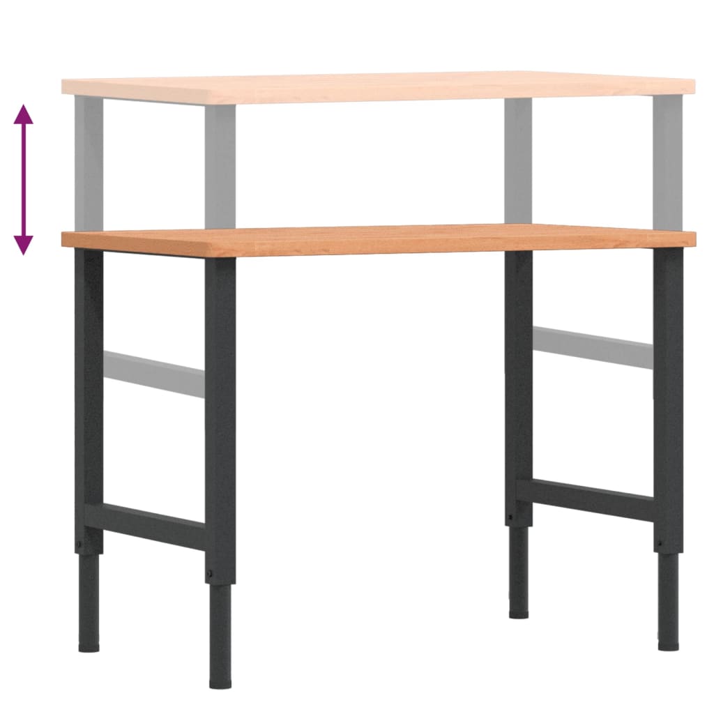 arbejdsbænk 100x60x(71,5-98) cm massivt bøgetræ rektangulær