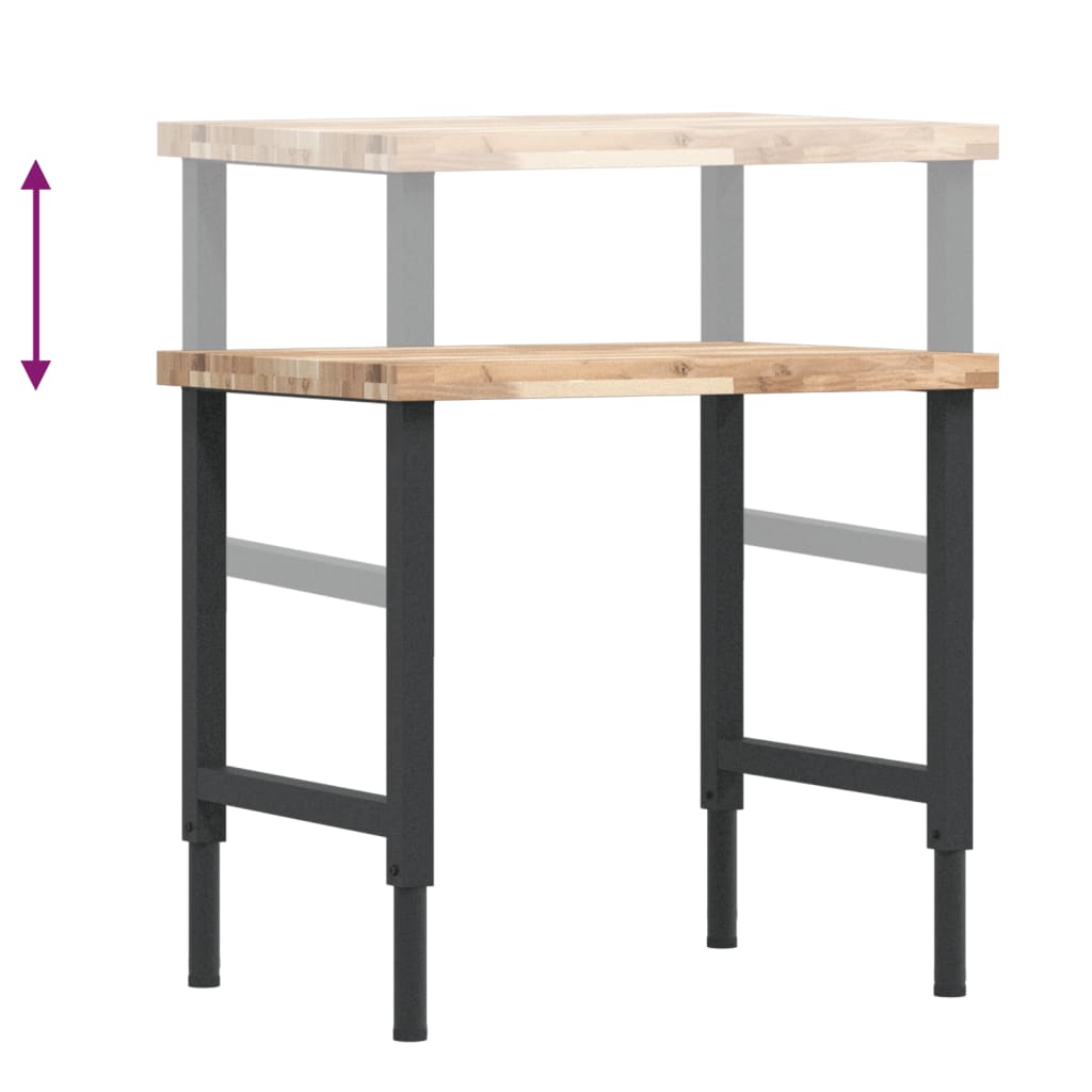 arbejdsbænk 80x60x(73-99,5) cm massivt akacietræ rektangulær