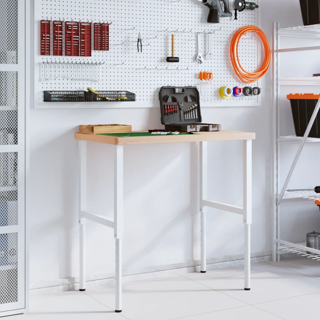 arbejdsbænk 100x60x(73-99,5) cm massivt bøgetræ rektangulær