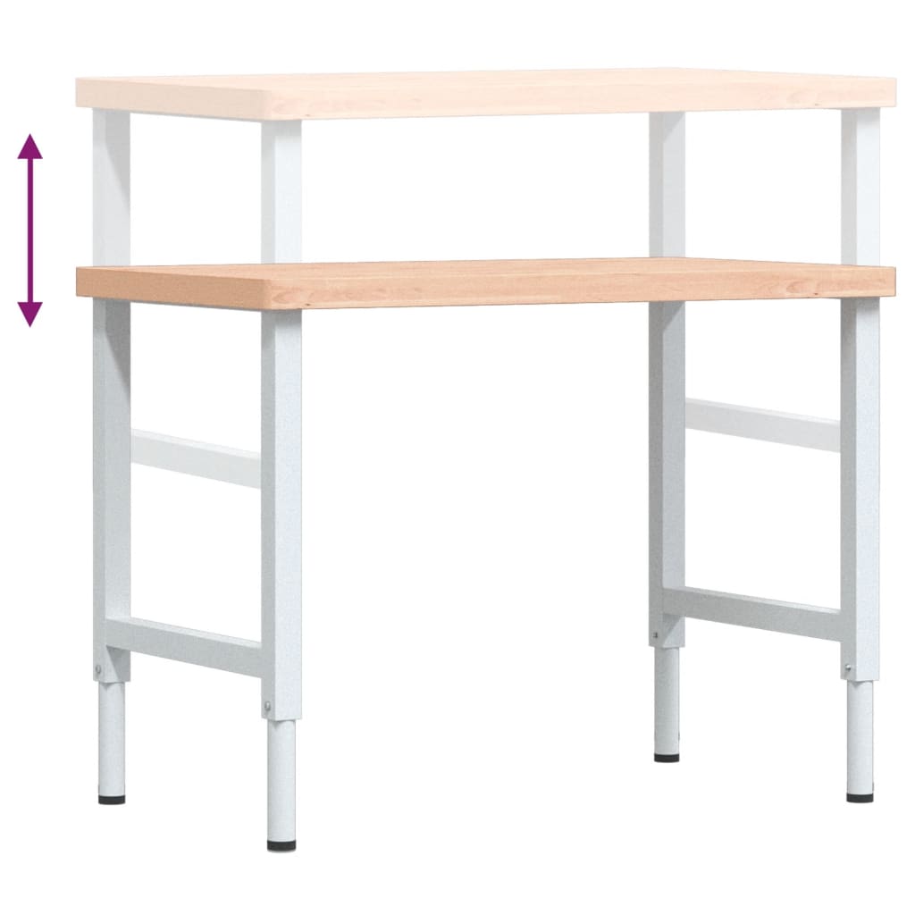 arbejdsbænk 100x60x(73-99,5) cm massivt bøgetræ rektangulær
