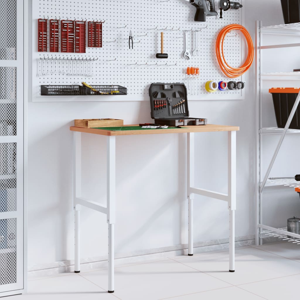 arbejdsbænk 100x60x(71,5-98) cm massivt bøgetræ rektangulær