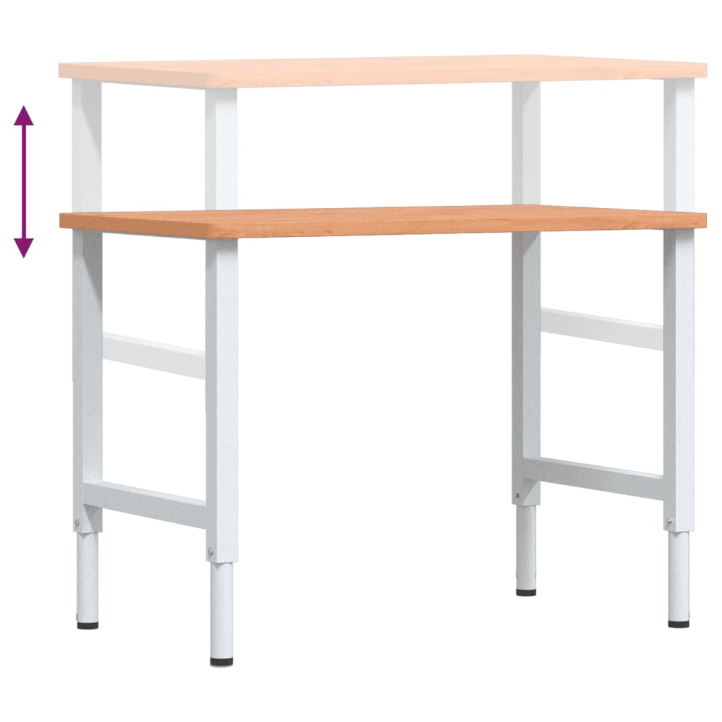 arbejdsbænk 100x60x(71,5-98) cm massivt bøgetræ rektangulær