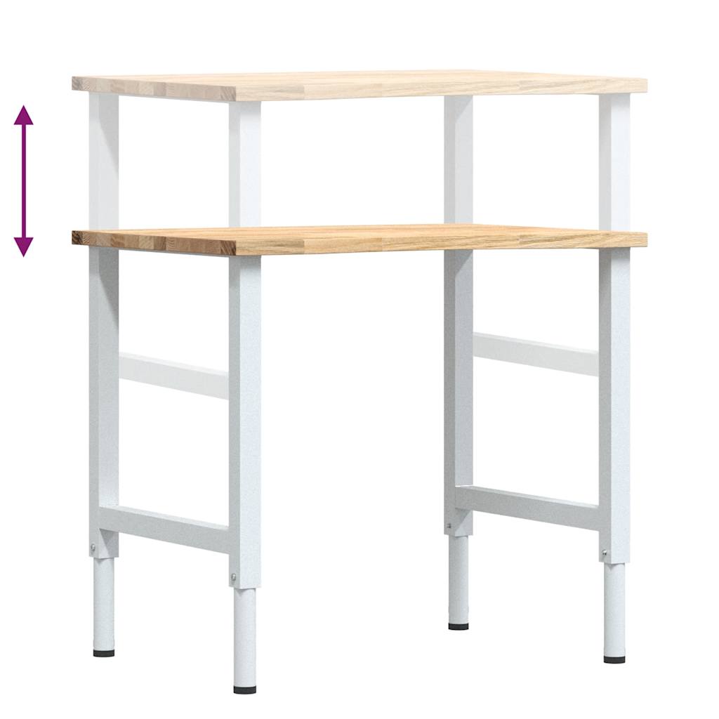 arbejdsbænk 80x60x(71,5-98) cm massivt egetræ