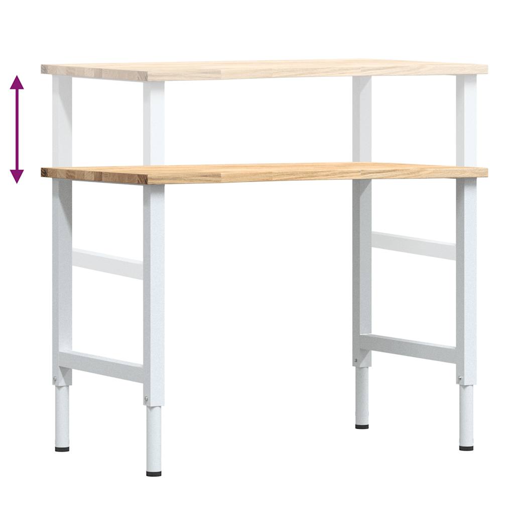 arbejdsbænk 100x60x(71,5-98) cm massivt egetræ