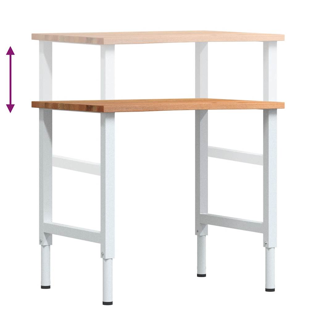 arbejdsbænk 80x60x(71,5-98) cm massivt egetræ