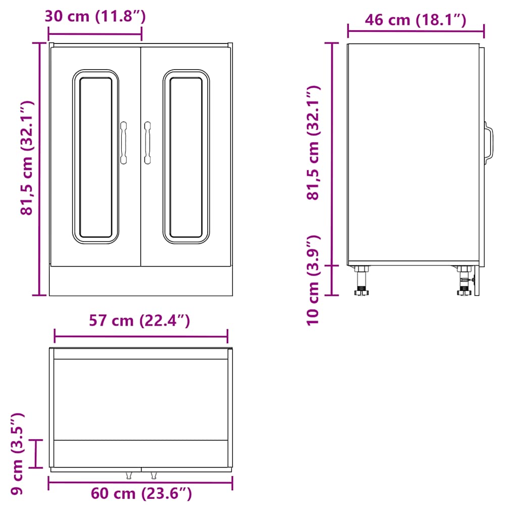underskab til vask Kalmar 60x46x81,5 cm sonoma-eg