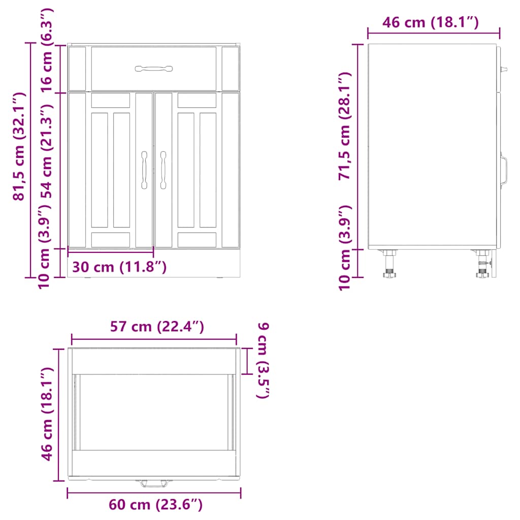 køkkenunderskab Lucca konstrueret træ sonoma-eg