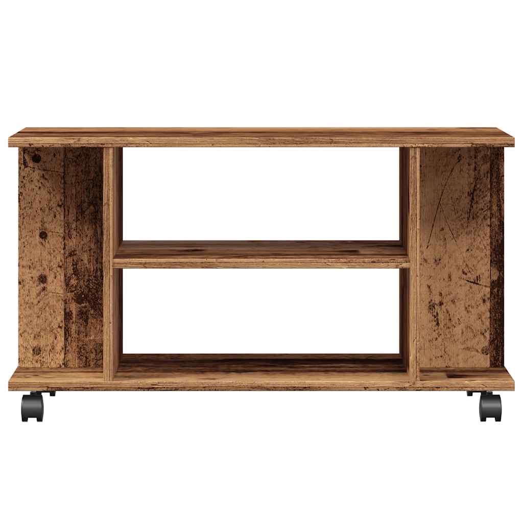 tv-skab med hjul 80x40x45 cm konstrueret træ antikt trælook