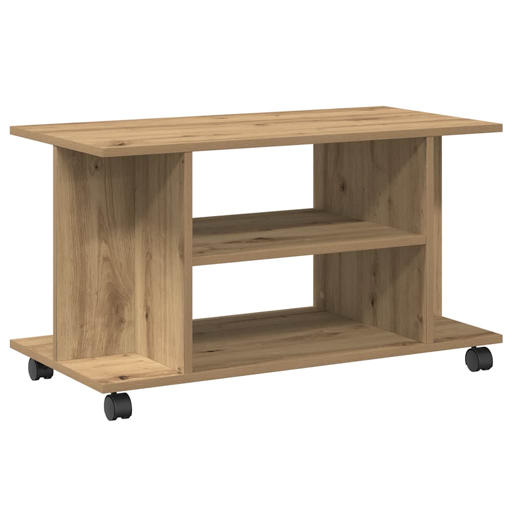 tv-skab med hjul 80x40x45 cm konstrueret træ kunsteg