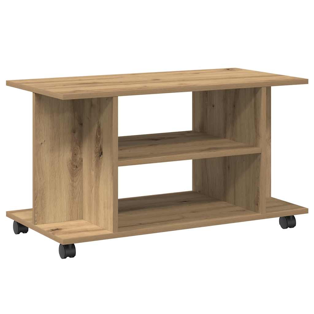 tv-skab med hjul 80x40x45 cm konstrueret træ kunsteg