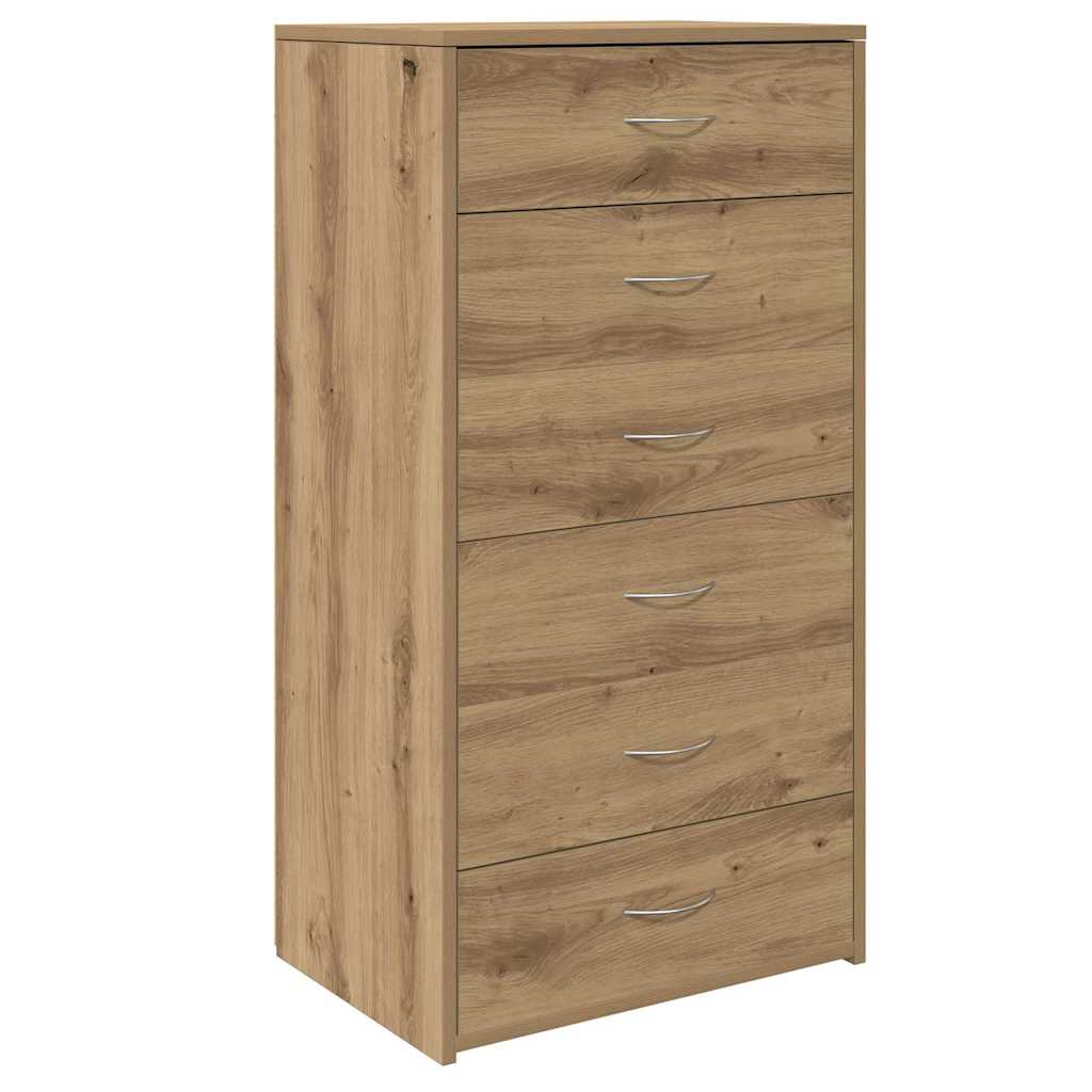 skænk med 6 skuffer 50x34x96 cm konstrueret træ artisan egetræ