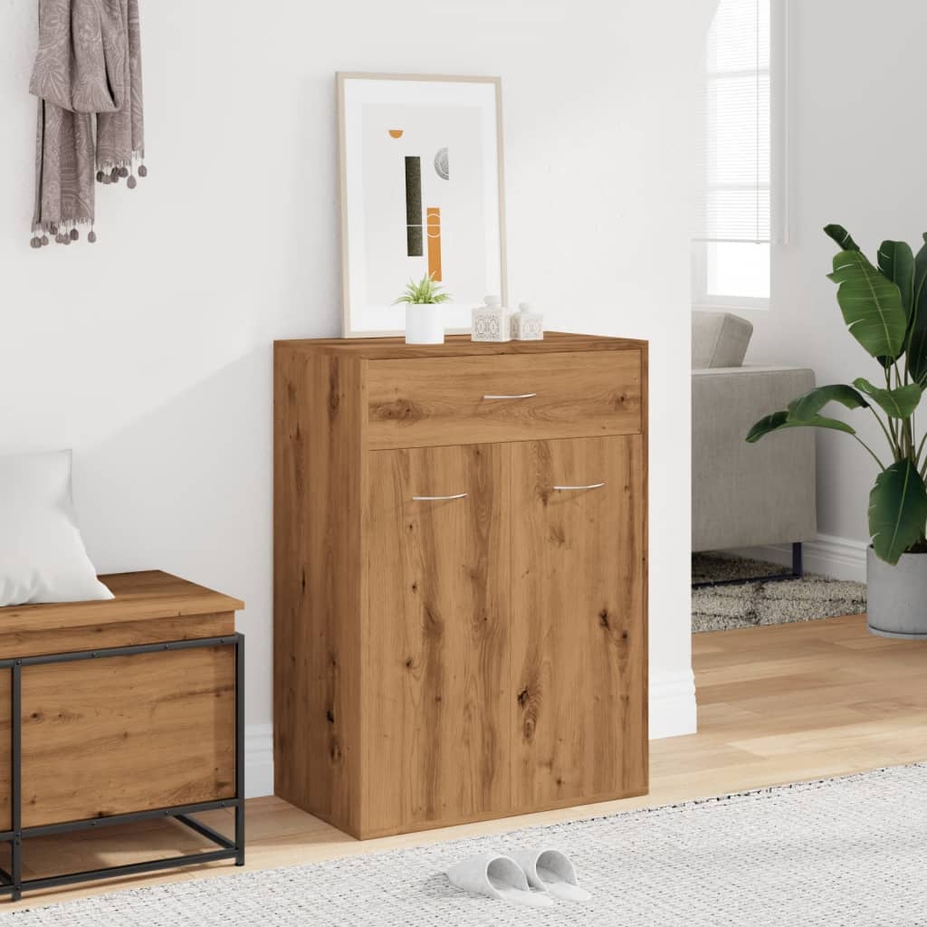 skoskab 60x35x84 cm konstrueret træ kunsteg