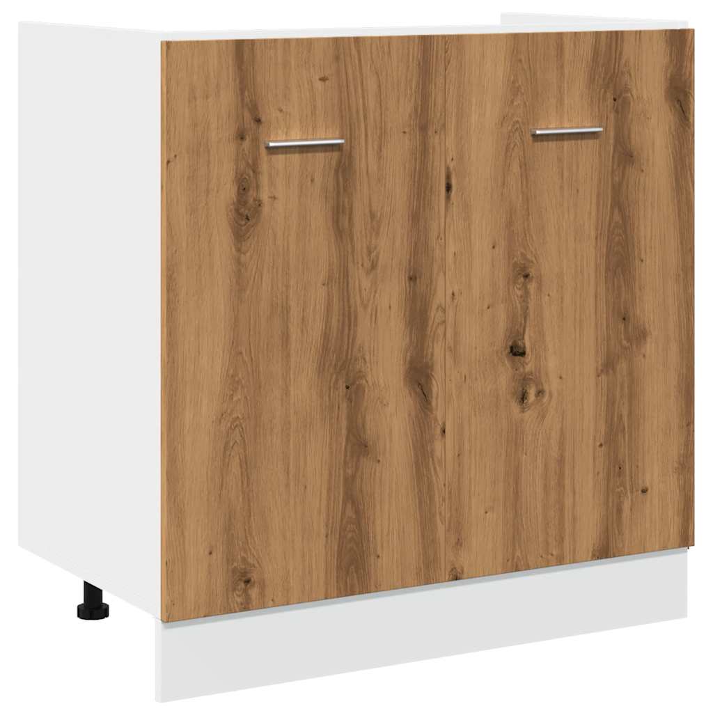 bundskab til vask "Lyon" håndlavet eg 80x46x81,5 cm konstrueret træ