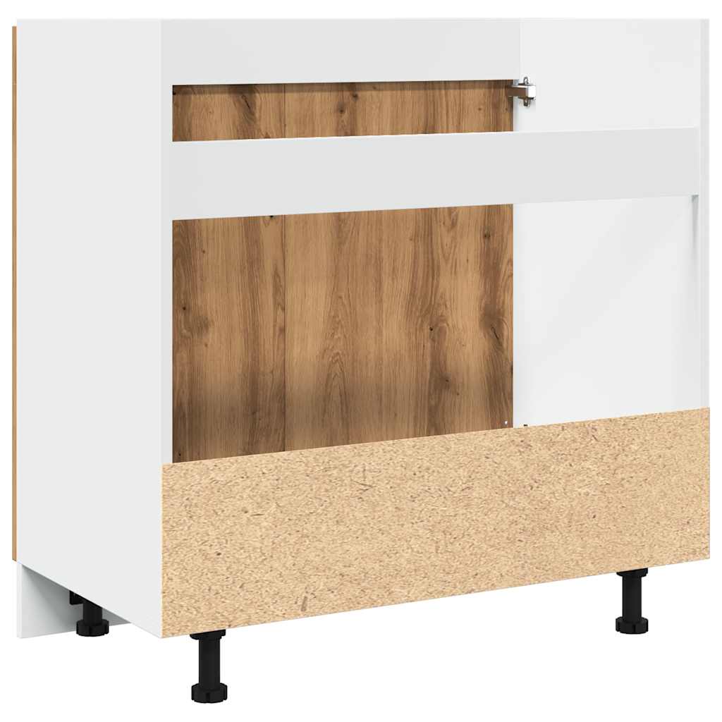 bundskab til vask "Lyon" håndlavet eg 80x46x81,5 cm konstrueret træ