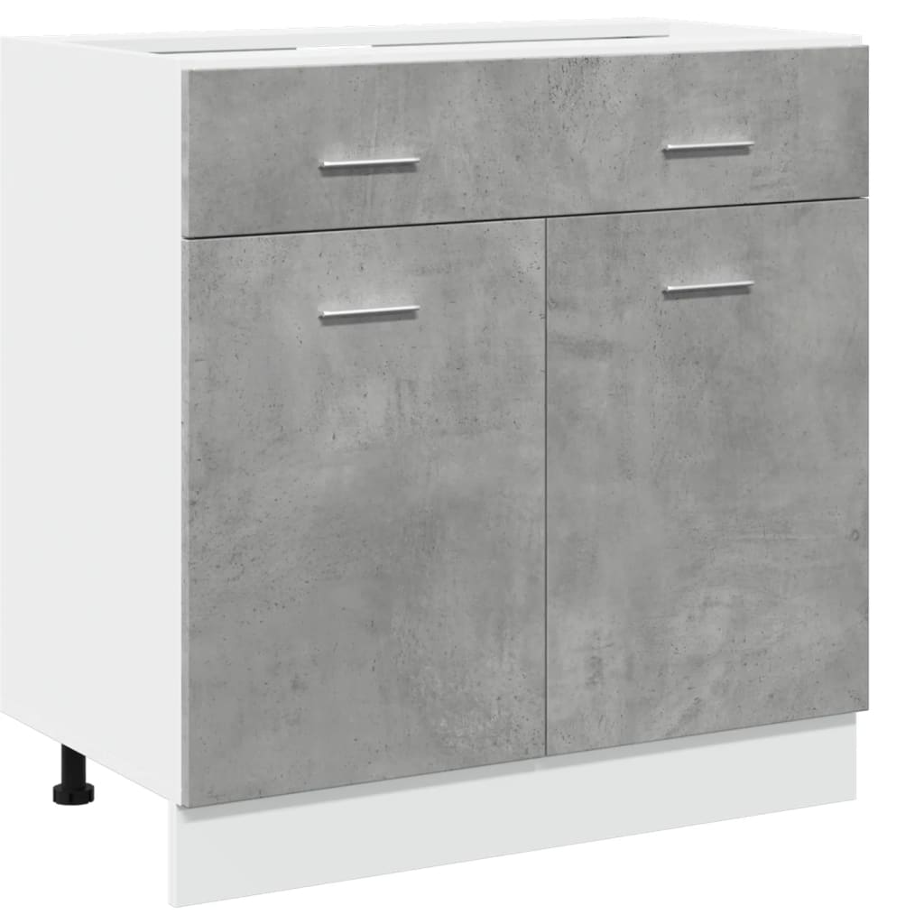 skuffebundskab "Lyon" betongrå 80x46x81,5 cm konstrueret træ