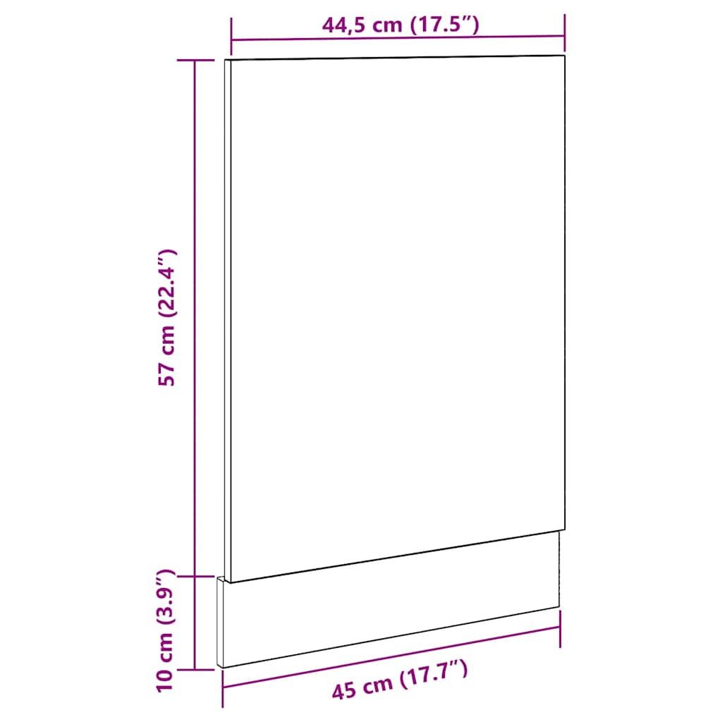 opvaskemaskinepanel "Lyon" betongrå 45x3x67 cm