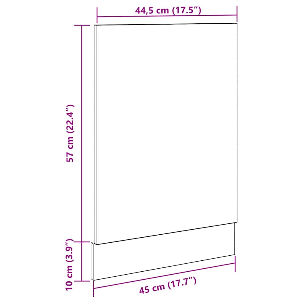 opvaskemaskinepanel "Lyon" gammelt træ 45x3x67 cm konstrueret træ