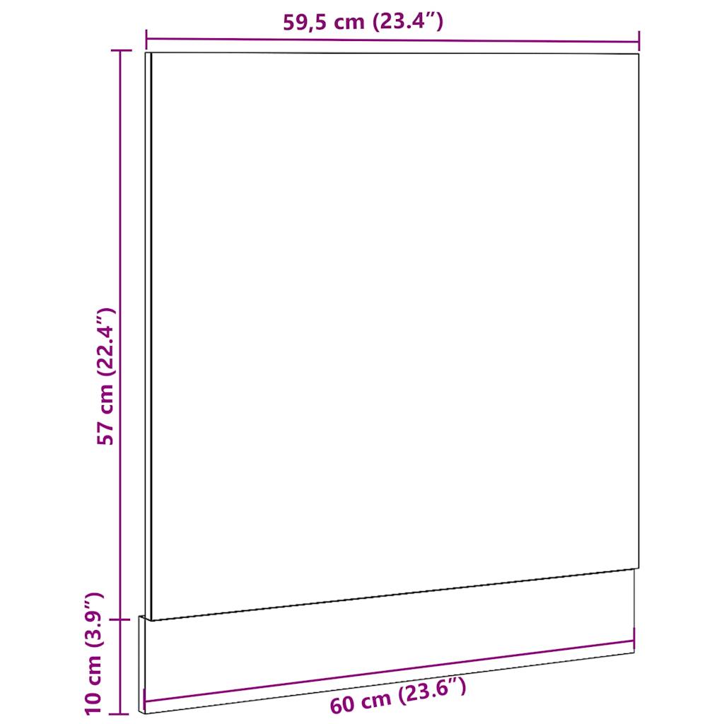 låge til opvaskemaskine 60x1,5x67 cm konstrueret træ antikt træ