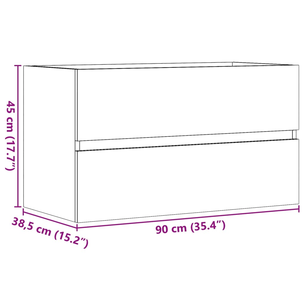 vaskeskab 90x38,5x45 cm konstrueret træ betongrå