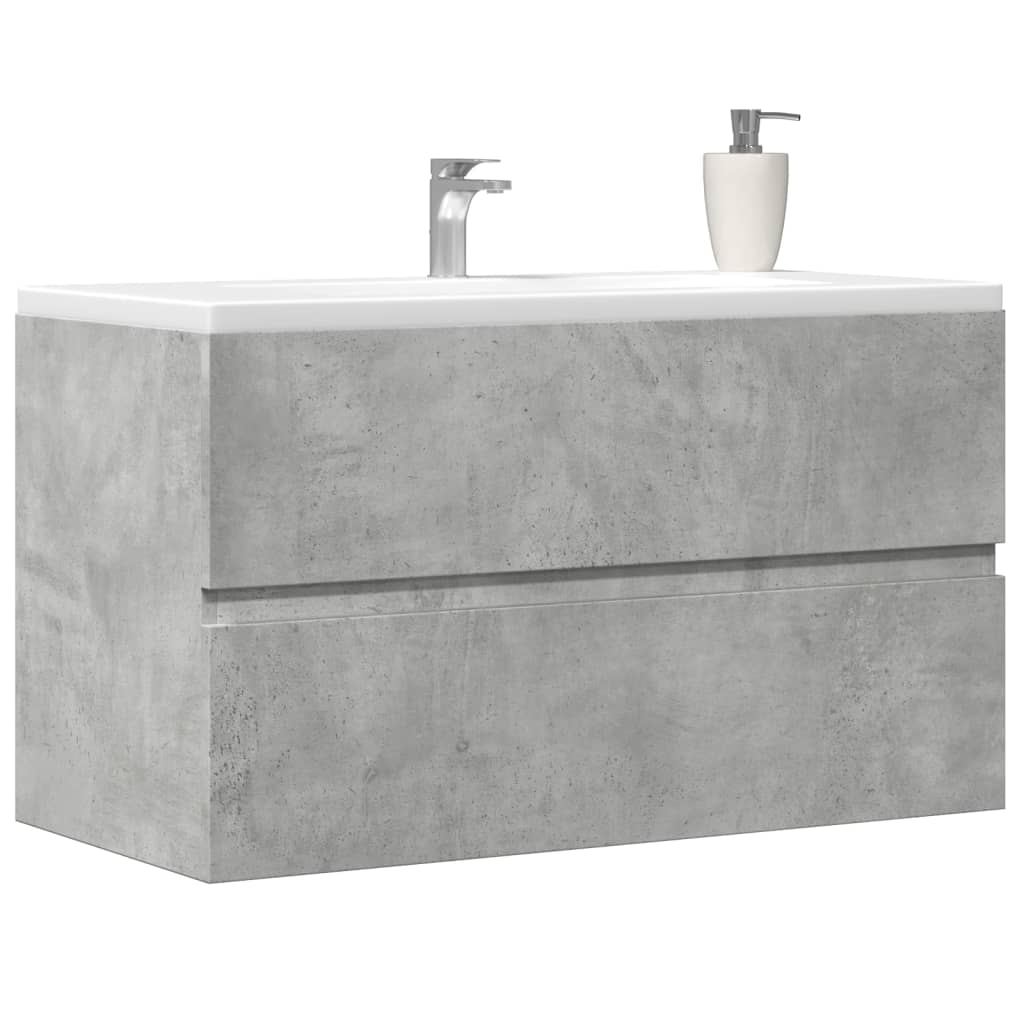 vaskeskab 90x38,5x45 cm konstrueret træ betongrå