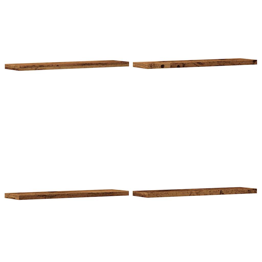 væghylder 4 stk. 40x20x1,5 cm konstrueret træ antikt trælook