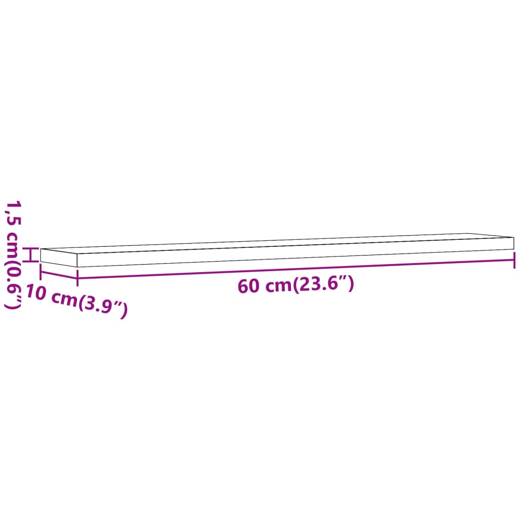 hyldeplader 4 stk. 60x10x1,5 cm konstrueret træ antikt træ