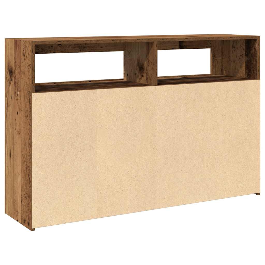 skænk med LED-lys 115,5x30x75 cm konstrueret træ antikt træ